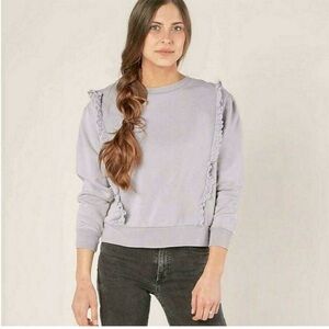 *NWT* Rylee + Cru Scarlette Pullover Size M Lavender/Gray with Eyelet Ruffle